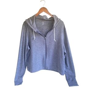 Rhoback Heather Blue Zip-Up Hooded Lighteight Jacket Womens XL